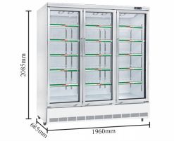 The lower unit of the commercial flat-head ultra-low temperature freezer display cabinet measures 1960*685*2085mm