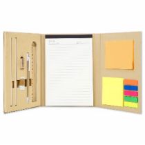 Three fold hard shell cover combination sticky note green kraft paper set with pen Notebook set manufacturers custom creative note book thumbnail
