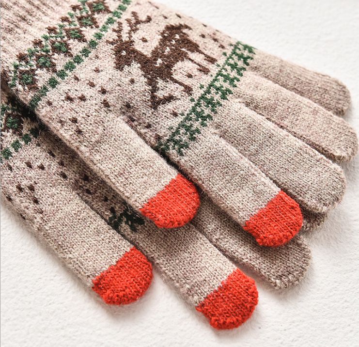 Simple and fashionable fitness full-finger gloves suitable for both men and women to wear for exercise. Jacquard deer best-selling breathable gloves details Picture