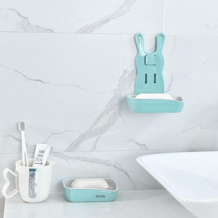 时尚创意小白兔造双层皂盒 简单方便免打孔无痕贴居家卫浴肥皂盒细节图