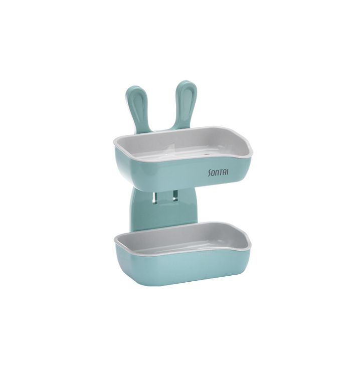 时尚创意小白兔造双层皂盒 简单方便免打孔无痕贴居家卫浴肥皂盒详情图6