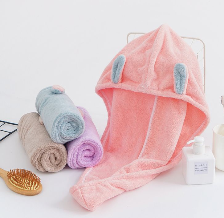 Rabbit ears hair drying cap Absorbent quick drying cute shower cap hair drying device Wash hair long hair drying towel
