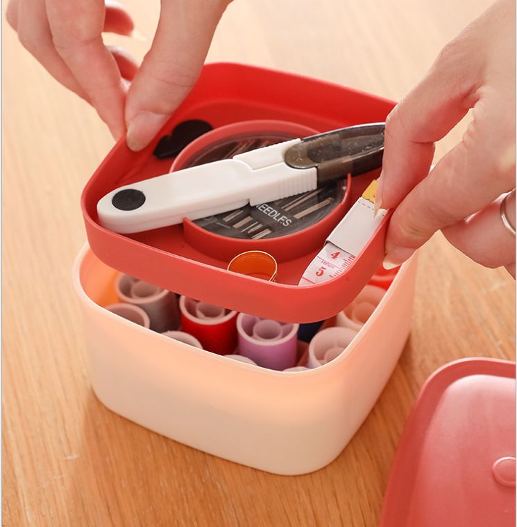 Portable sewing box set, double-layer magnetic needle sewing box, household sewing accessories sewing bag storage box Specification image