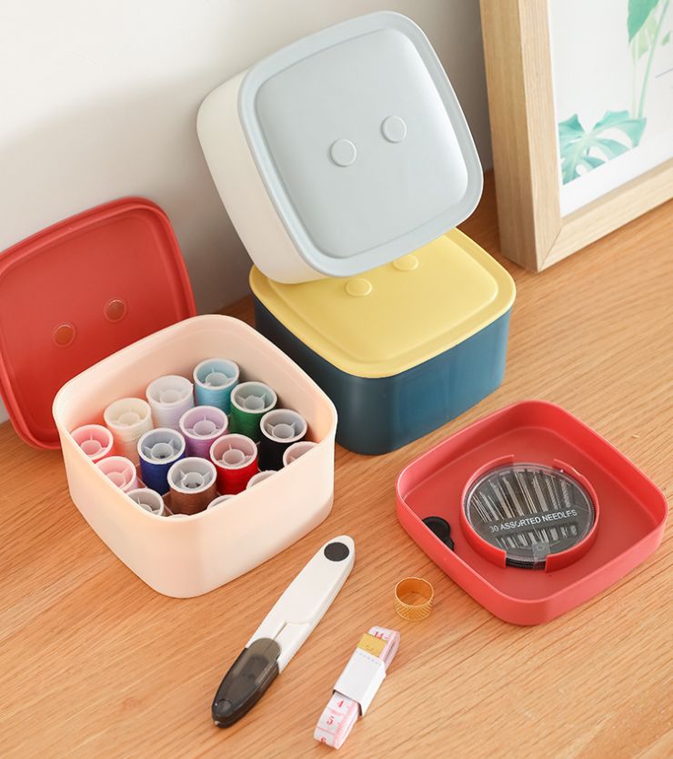 Portable sewing box set, double-layer magnetic needle sewing box, household sewing accessories sewing bag storage box details Picture