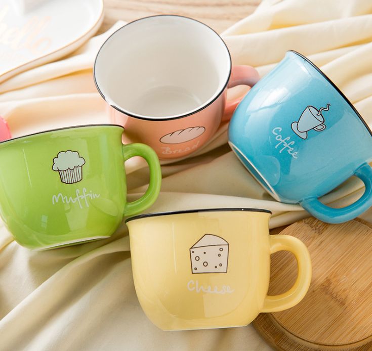 Creative milk breakfast mug Cute cartoon breakfast mug small ceramic mug