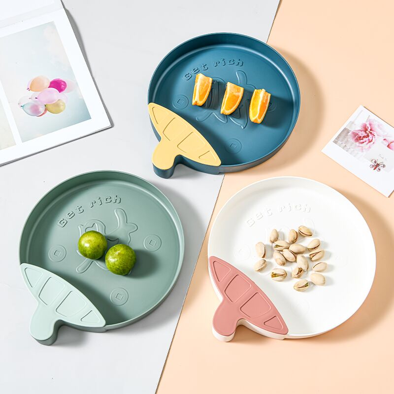 "Prosperity dried fruit plate, plastic fruit plate, New Year snack plate, melon seed box, home plate, simple and modern. Specification drawing