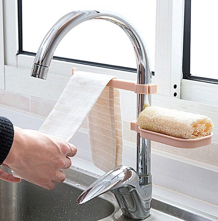 Faucet drain rack sink storage rack Kitchen supplies sink sponge rag drain rack set
