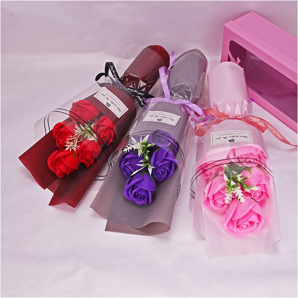 Wholesale Rose soap bouquet gift box five flowers of soap Bouquet valentine imitation Christmas gift