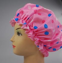 厂家批发 夏之花PVC双层浴帽 彩色圆点图案浴帽