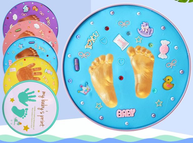 Baby hand-foot printing DIY toy souvenir hand-foot printing children's birthday baby gift box send roller numbers