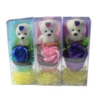 Snowflake PVC flower with little bear Galafi paper Christmas and Valentine's Day gift wholesale, soap rose single tube gift box