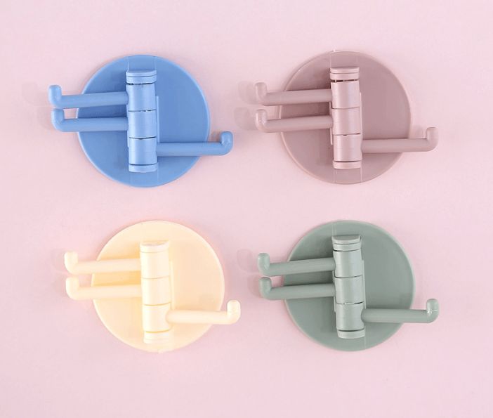 Bathroom kitchen traceless paste 3 branches rotary hook hook multi-function hook hook hook full figure
