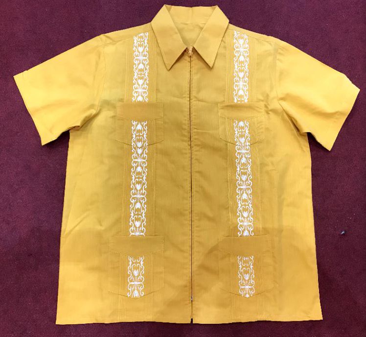 Made-to - order guayabella shirt short sleeve tie ruffled embroidered four - pocket shirt thumbnail