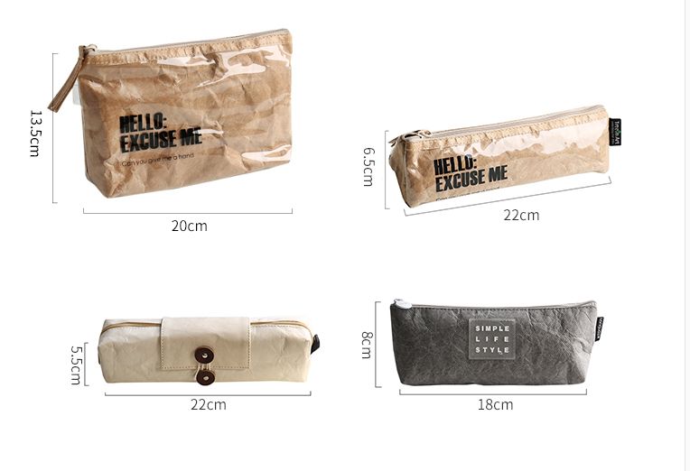 Dupont paper simple PVC pencil bag Student stationery bag handle waterproof large capacity makeup bag 1 thumbnail
