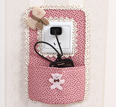 New Korean switch sticker hanging bag wall hanging bag key bag mobile phone bag switch sticker creative switch sleeve