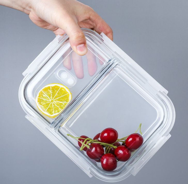 上班族午餐便当盒/高硼硅玻璃保鲜饭盒/冰箱微波炉适用细节图