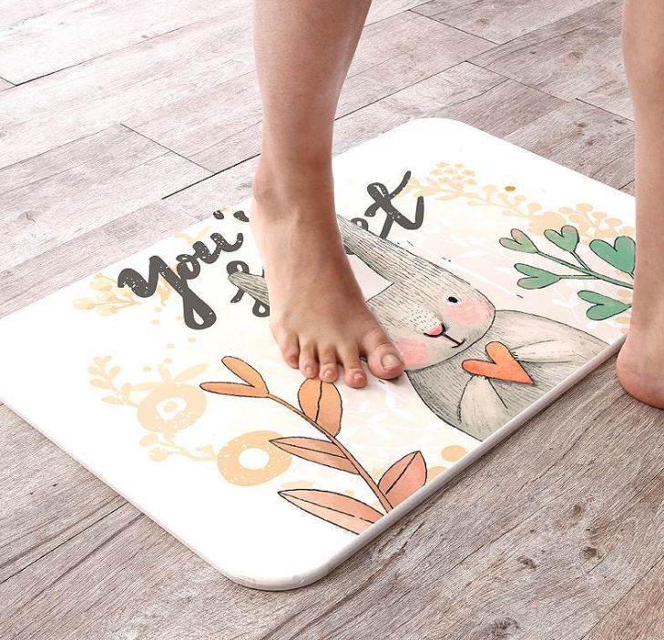 Diatom mud water-absorbing foot MATS, bathroom anti-slip MATS, quick-drying diatomite bathroom and bathroom door floor MATS, household cartoon. Only for foreign trade sales detail image 1