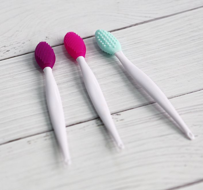 Rubber nose brush clean blackhead double side massage brush Nose brush Lip brush Beauty cleaning tool