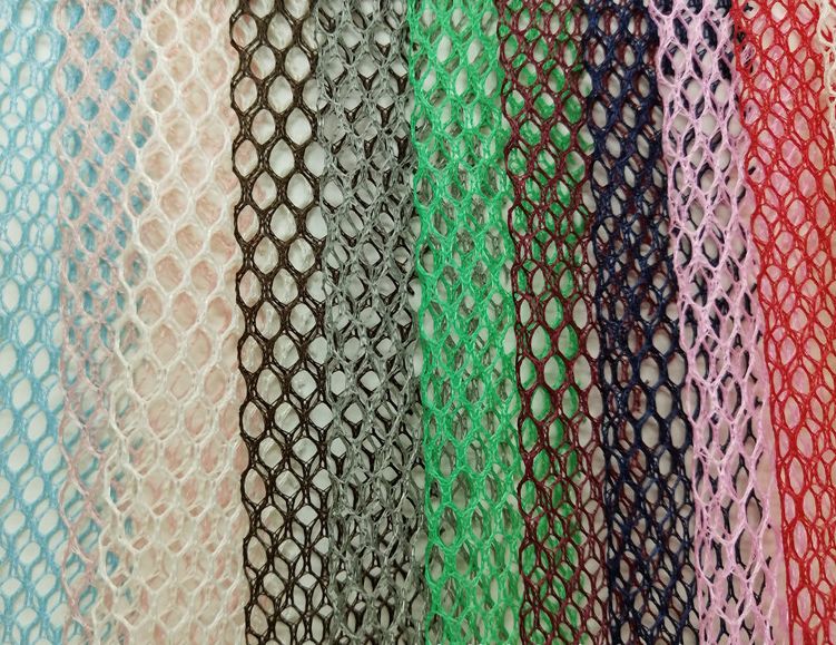 多彩有光渔网布 优质涤纶六角网眼面料细节图