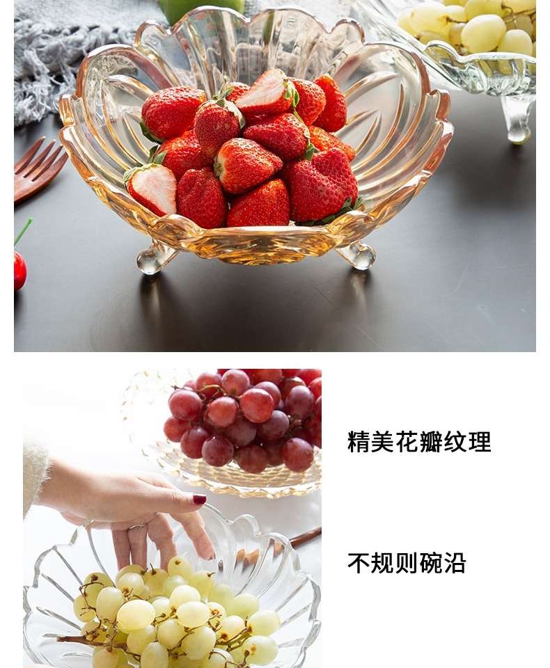 玻璃水果盘客厅家用干果盘创意现代茶几个性水晶婚礼糖果盘零食盘详情5
