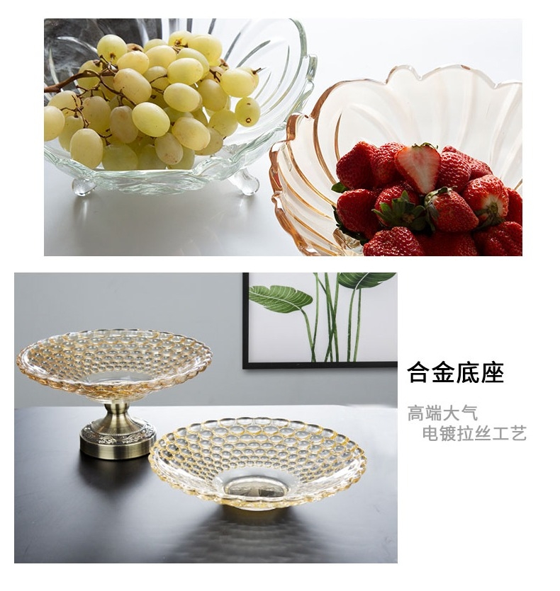 玻璃水果盘客厅家用干果盘创意现代茶几个性水晶婚礼糖果盘零食盘详情2