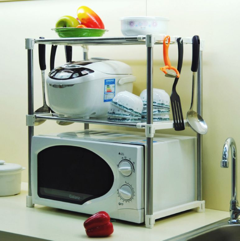 Kitchen microwave rack Storage rack Oven storage rack 2-layer cookware pot storage rack Microwave rack
