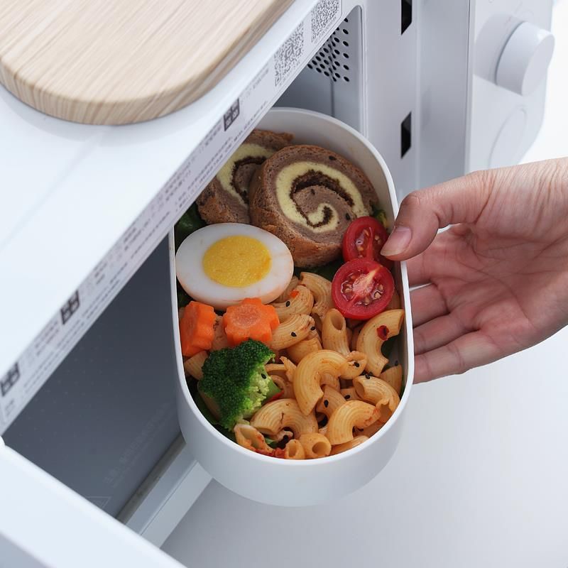 双层分格保温便当盒/木纹学生成人食堂饭盒产品图