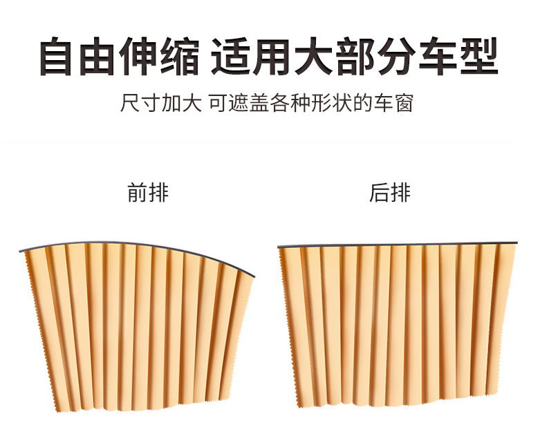 汽车窗帘遮阳帘 磁铁车窗帘轨道式遮光防晒侧窗磁吸式 遮阳挡详情图2