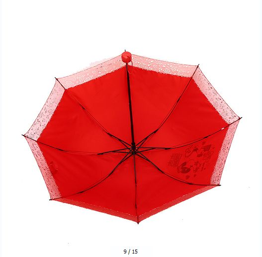 Red wedding lace trim wedding umbrella, double-layered dragon and phoenix auspicious embroidered wedding umbrella undefined