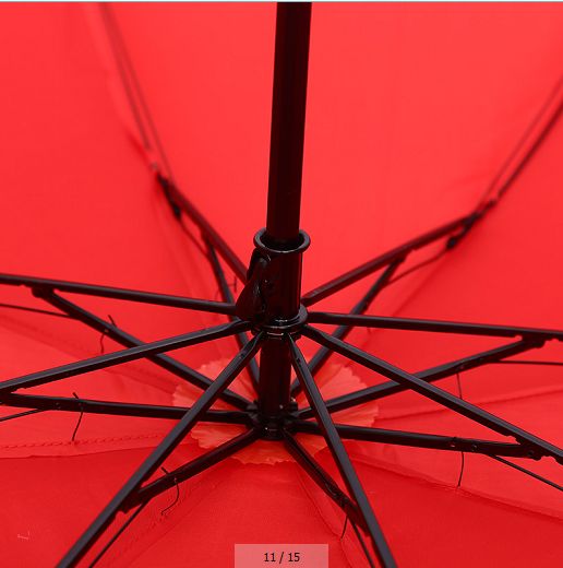 Red wedding lace trim wedding umbrella, double-layered dragon and phoenix auspicious embroidered wedding umbrella Specification image