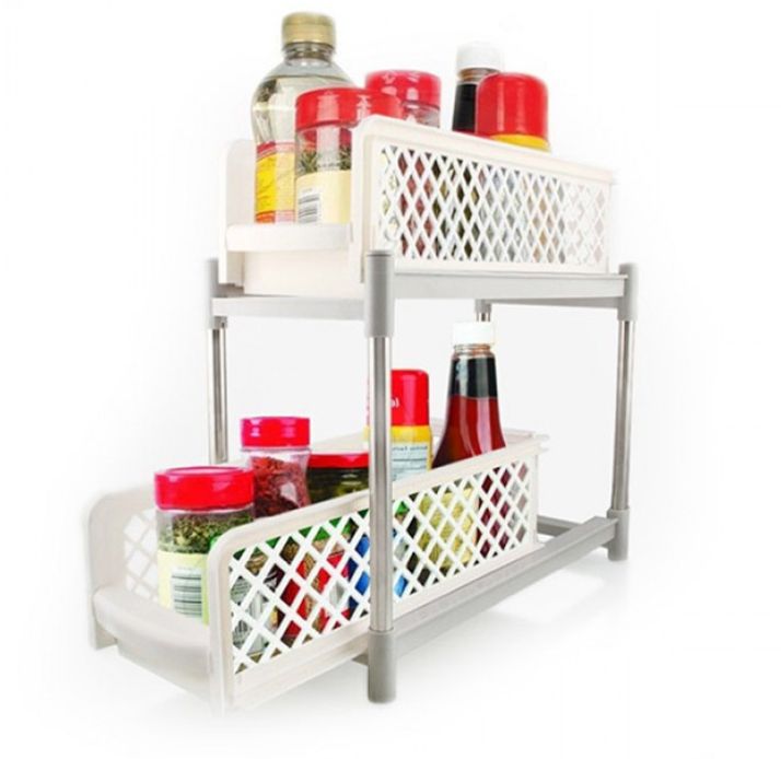 厨房浴室摆放架 portable 2-tier basket drawers 置物架详情图3
