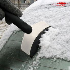 不锈钢雪铲 实心喷漆90g 带挂孔 冬季 车用除冰铲除雪铲图