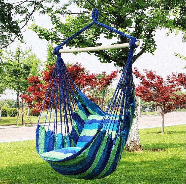 Outdoor camping cradle hanging chair, rainbow striped canvas swing hammock, dormitory leisure swing hanging chair wholesale only for foreign trade and export only for foreign trade and export only for foreign trade and export
