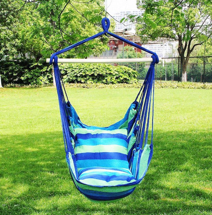 Outdoor camping cradle hanging chair, rainbow striped canvas swing hammock, dormitory leisure swing hanging chair wholesale only for foreign trade and export only for foreign trade and export only for foreign trade and export details Picture