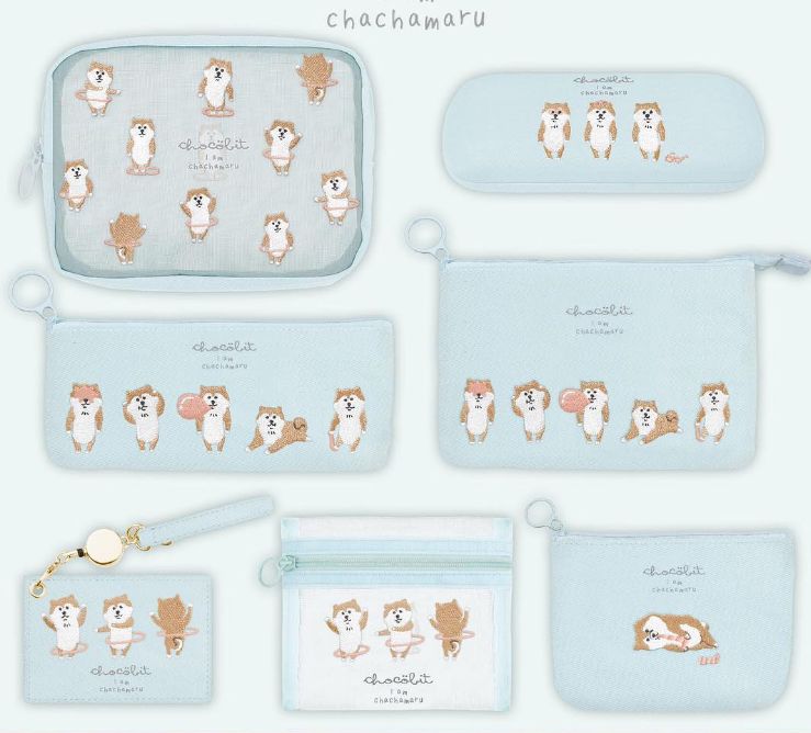 Pen bag Makeup bag Storage bag Hand embroidery cute girl heart Shiba Inu 1