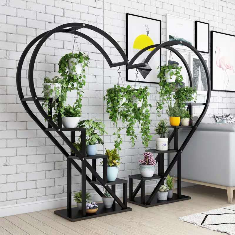 Home flower stand, flowerpot stand, balcony decoration shelf, living room simple floor-standing heart-shaped shelf A626 detail image 8