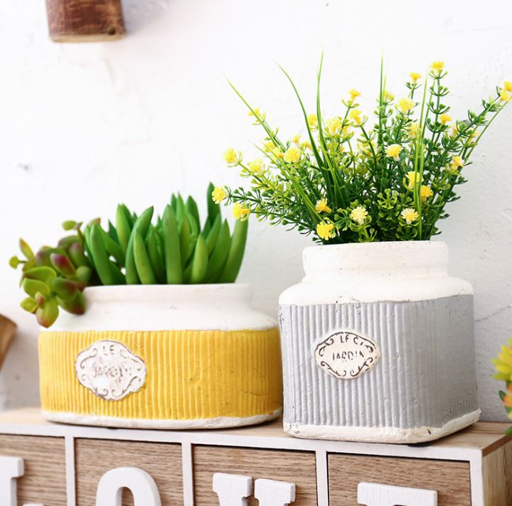 Cement flower pot decoration succulent pot florist Pot florist Milk coffee bread cake dessert shop table decoration