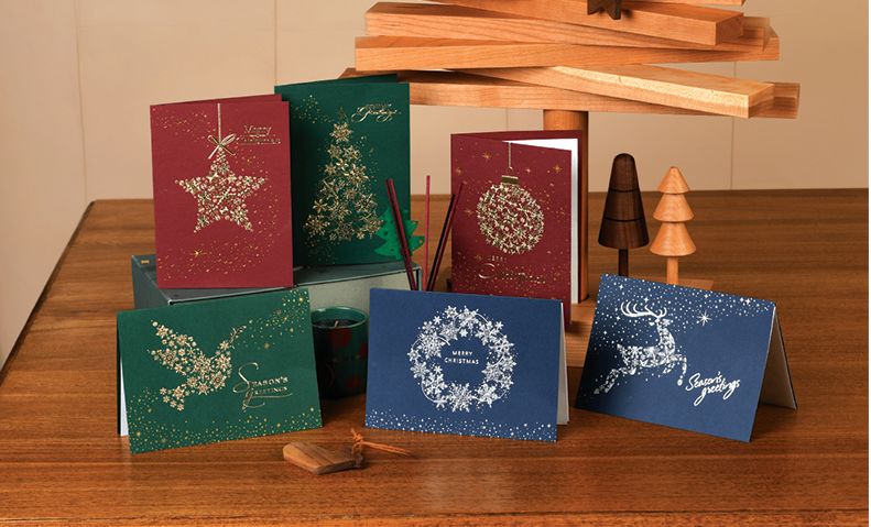 镭射烫金圣诞祝福贺卡商务感谢卡片2105血晶莹圣诞卡