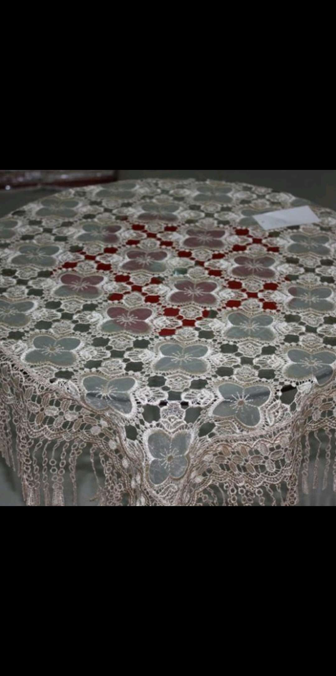 Pendant edge glass yarn craft tablecloth detail image 1