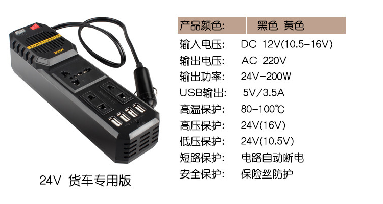 200W Mini Car Inverter 12V To 220V New Outdoor Auto Parts Best-Selling Inverter Converter details Picture