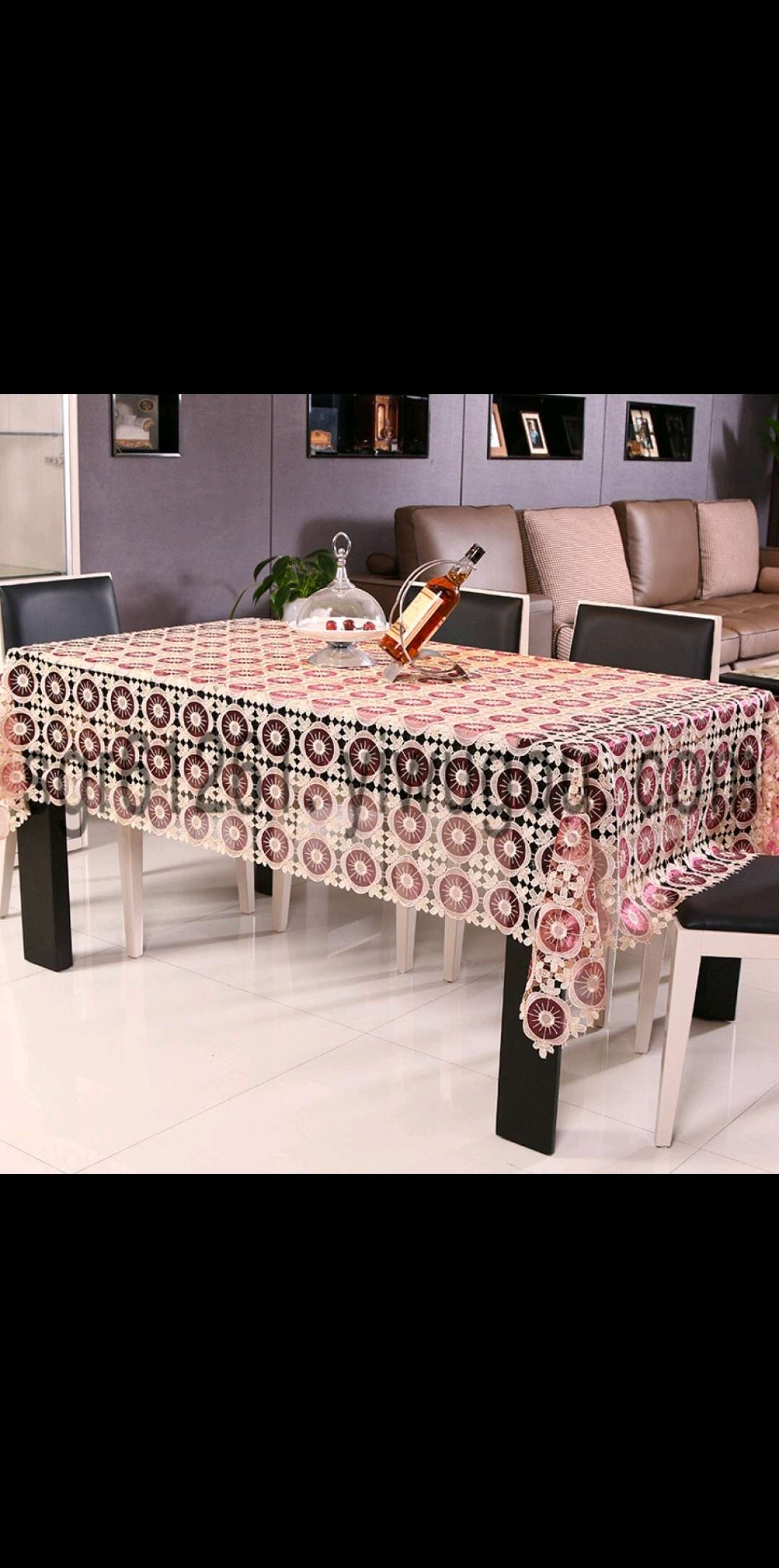 Pendant edge glass yarn craft tablecloth detail image 2