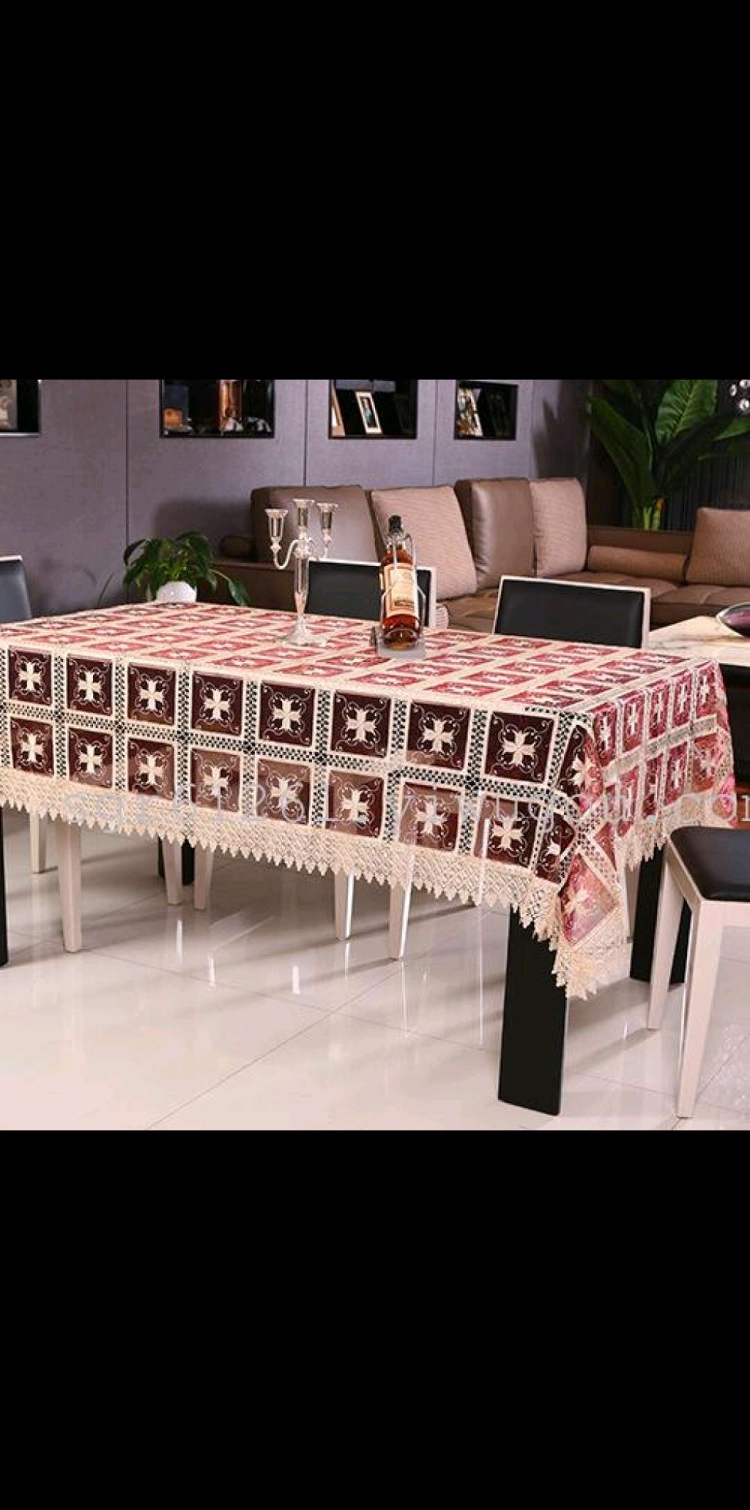 Pendant edge glass yarn craft tablecloth detail image 3
