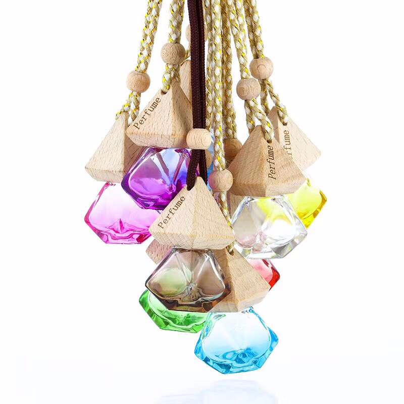 彩色6ml钻石型玻璃香水瓶挂件 金字塔盖菱形香水瓶 量大价优详情图1