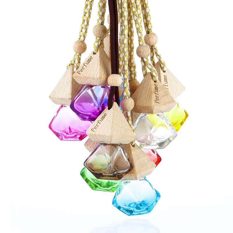 彩色6ml钻石型玻璃香水瓶挂件 金字塔盖菱形香水瓶 量大价优