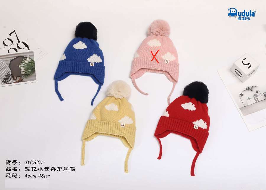 20冬款新款男女童提花小云朵护耳帽产品图