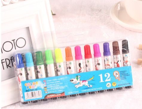 水彩笔-12支彩色马克笔软头水彩笔美术用品儿童礼物绘画图