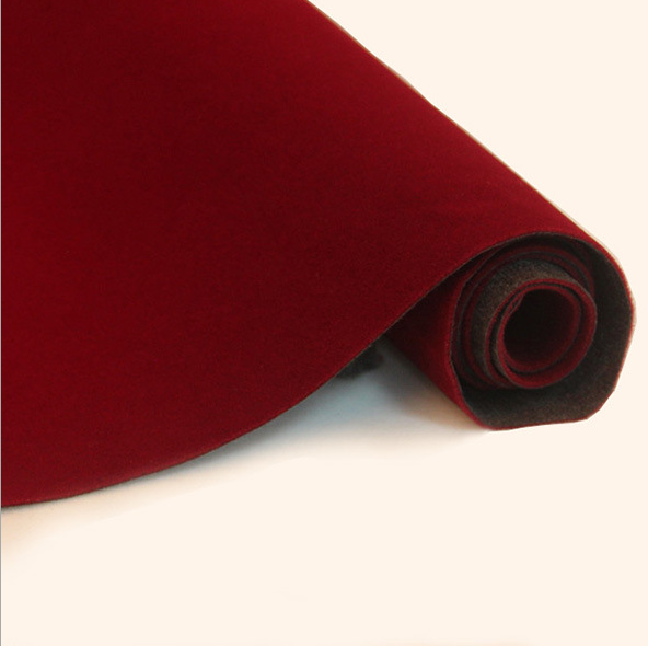 供应酒红无纺底尼龙毛绒布 工艺品植绒布 珠宝盒绒布 现货详情2