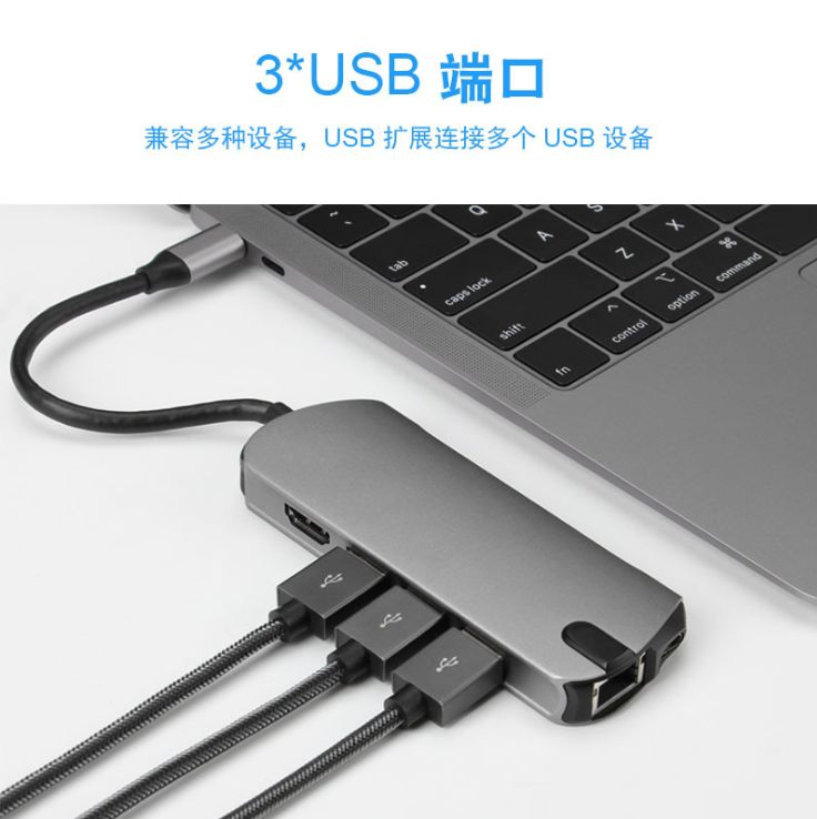 usb typec转hdmi扩展坞拓展雷电3配件适用苹果华为笔记本P30V20产品图