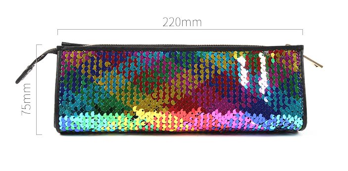 Student Glitter Glitter open zipper pencil bag Men's and women's simple square large capacity stationery storage bag pencil case