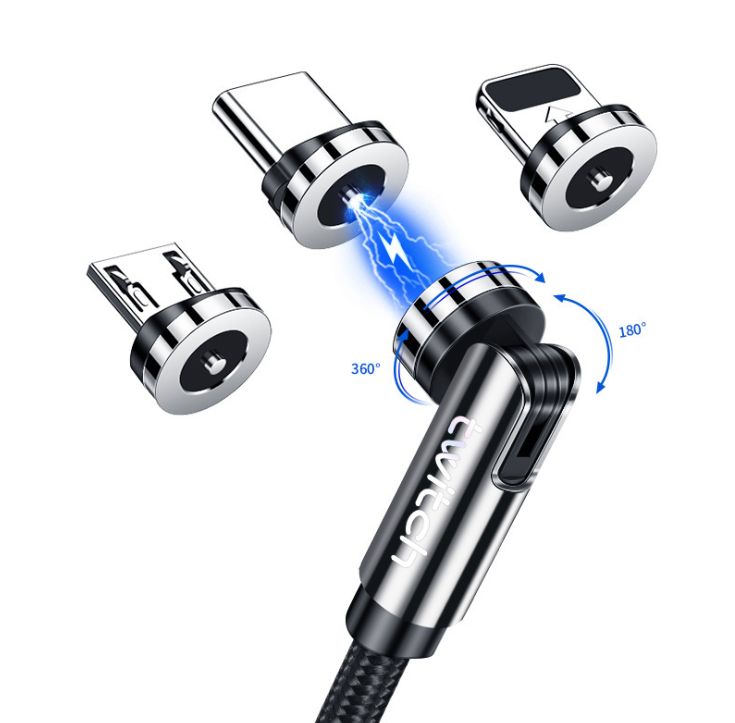 New 540-degree rotating magnetic data cable, USB charging cable, magnetic charging cable